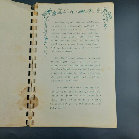 Vtg 1955 Christmas Greetings Michigan Consolidated Gas Company Spiral Cookbook - Picture 2 of 6